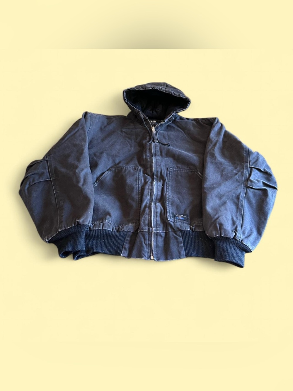 Vintage Walls Work Wear Hooded Canvas Jacket Faded Black Men’s L Tall